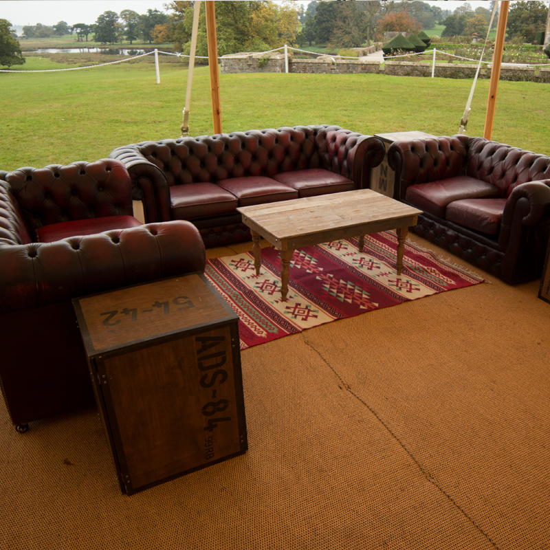 Oxblood Leather Chesterfield Two Seater Sofa - Aged 2